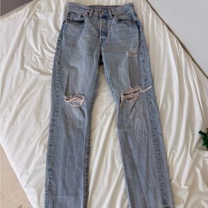 Levi's High Rise Women Distressed Jeans - Light Blue